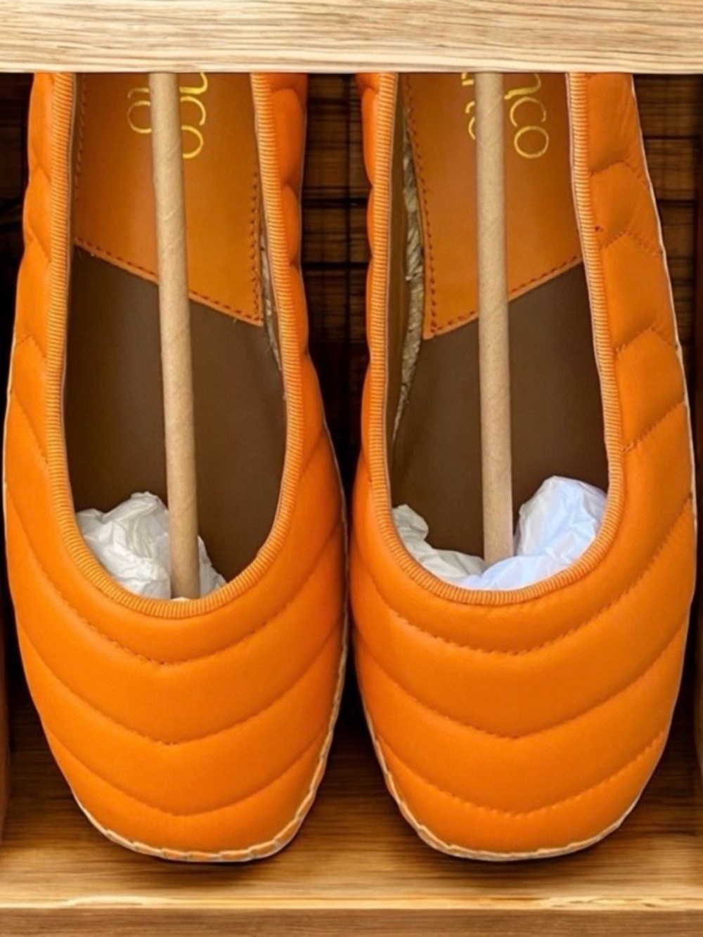 FRANCO SARTO KIYA ESPADRILLE LOAFER SZ 6.5M IN ORANGE LEATHER - Picture 2 of 9